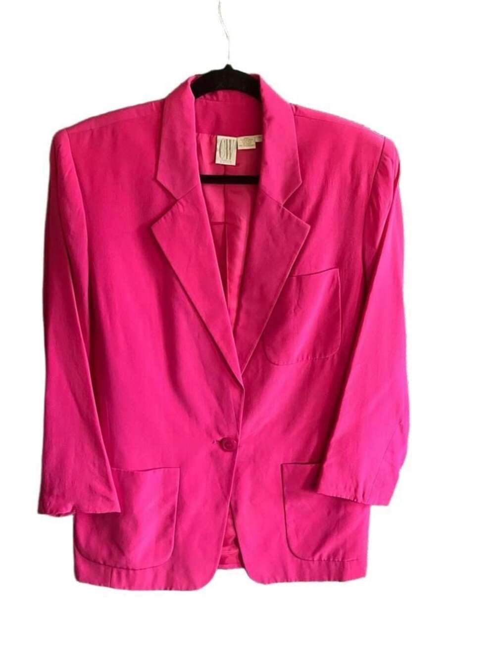 Clifford & Wills Hot Pink 100% Silk Single Button Blazer Size 10